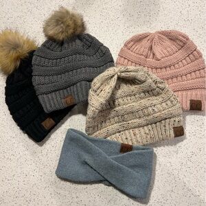 Cozy Knit Kids Beanie Set - Black, Gray, Cream, Pink
